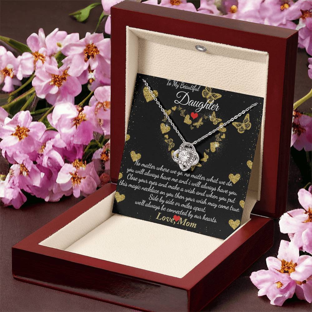 To My Beautiful Daughter Necklace Gift From Mom, Mother And Daughter Gifts Necklace With Message Card And Box, Jewelry Gift For Girls, Daughter On Birthday, Graduation Gift Box and Message Card