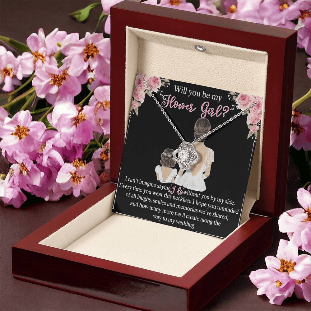 To My Daughter Love Knot Necklace From Mom And Daughter Pendant Gift For Daughter Will You Be My Hower Girl From Mother To Daughter Jewelry Gift For Girls, Daughter On Your Wedding Day Necklace Gift