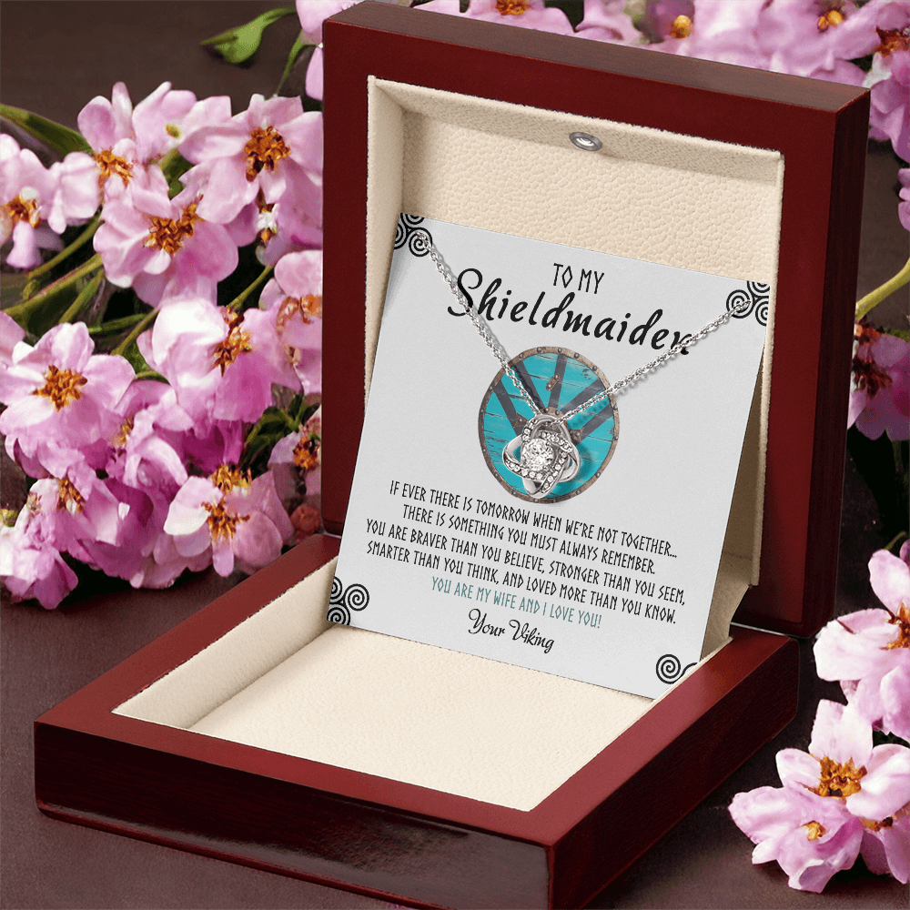 Shieldmaiden Necklace From Your Viking, Love Knot Pendant Gift From Wife, Fiancee, To My Shiedmaiden Love Knot Necklace Gift Jewelry For Women Pendant Female, You Are My Wife And I Love You Necklace