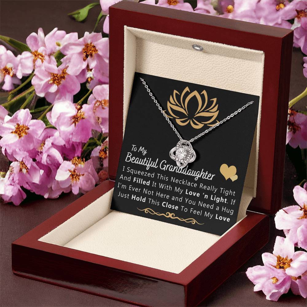 To My Beautiful Granddaughter Necklace From Grandma And Grandpa, To Granddaughter Love Knot Necklace, Gift Pendant For Granddaughtr, I Squeezed This Necklace Gift For Girls On Birthday, Anniversary
