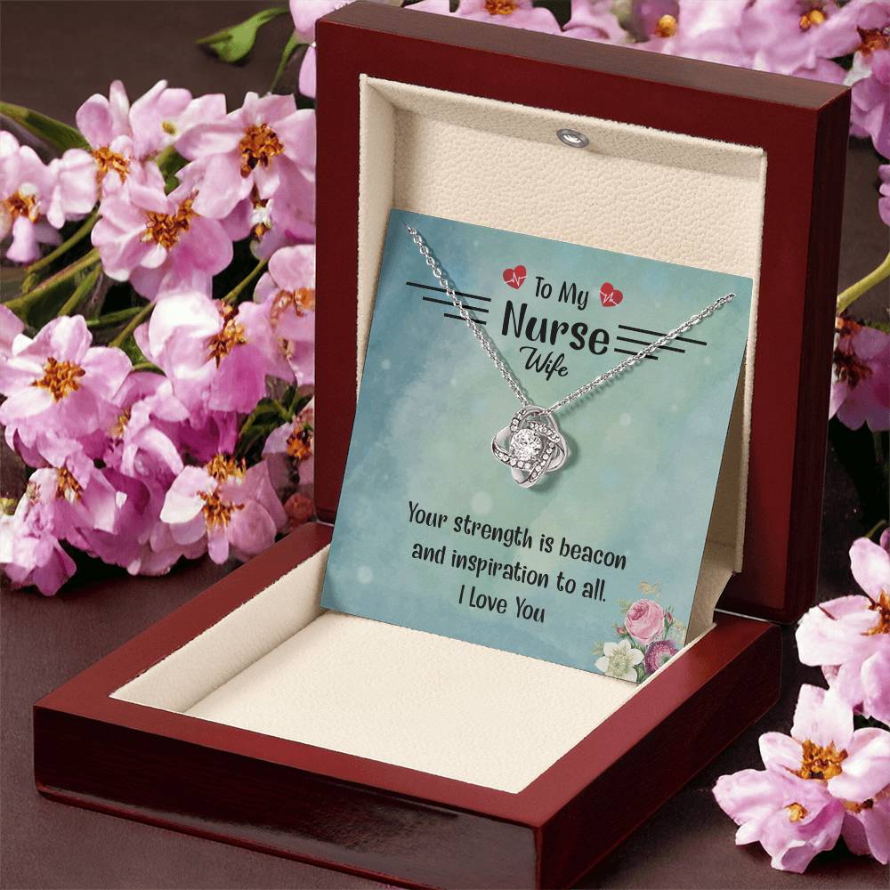 To My Nurse Wife Necklace From Husband, Strength Is Beacon Necklace Husband And Wife Love Knot Pendant, Nurse Wife Gift Necklace, Nurse Wife Jewelry Gift For Women, Nurse Soulmate Gift Necklace