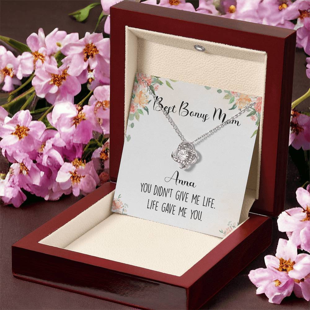 Personalized Necklace Gift For Bonus Mom, To The Best Bonus Mom Necklace From Bonus Daughter, Custom Name Card Necklace Gift For Bonus Mom, Jewelry For Women, Bonus Son Gift On Mothers Day, Birthday