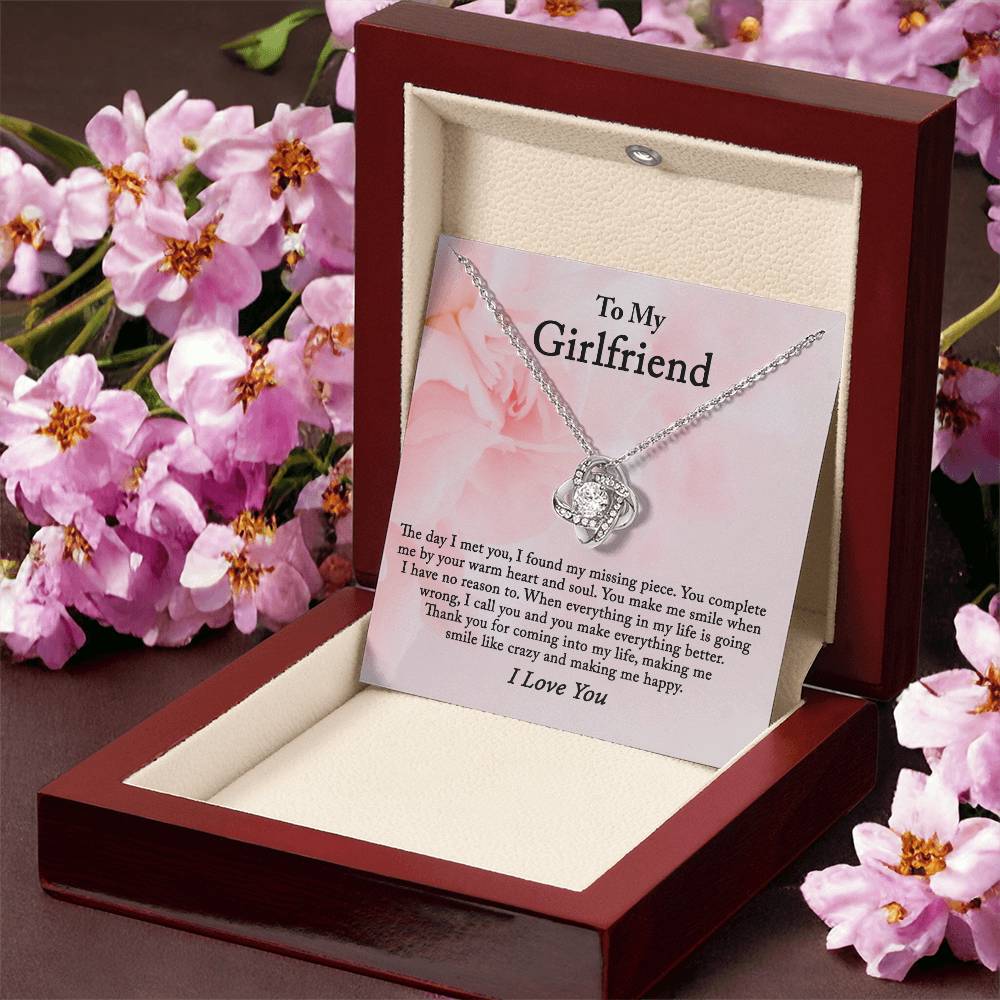 To My Girlfriend Necklace From Boyfriend, Husband, Gift Necklace For Girlfriend Love Knot Pendant Gift For Girlfriend, Soulmate Necklace To Girlfriend Jewelry Gift For Girls Making Me Smile Necklace