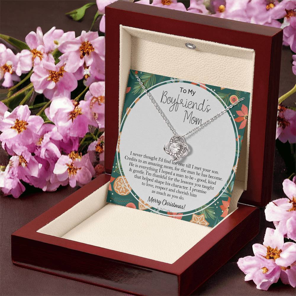 Gift Necklace For Boyfriend's Mom, Merry Christmas Necklace Gift, To My Boyfriend's Mom Necklace From Son, To An Amazing Mom Gift Necklac, Boyfriend's Mom Gift Necklace Love Knot Jewelry For Mom