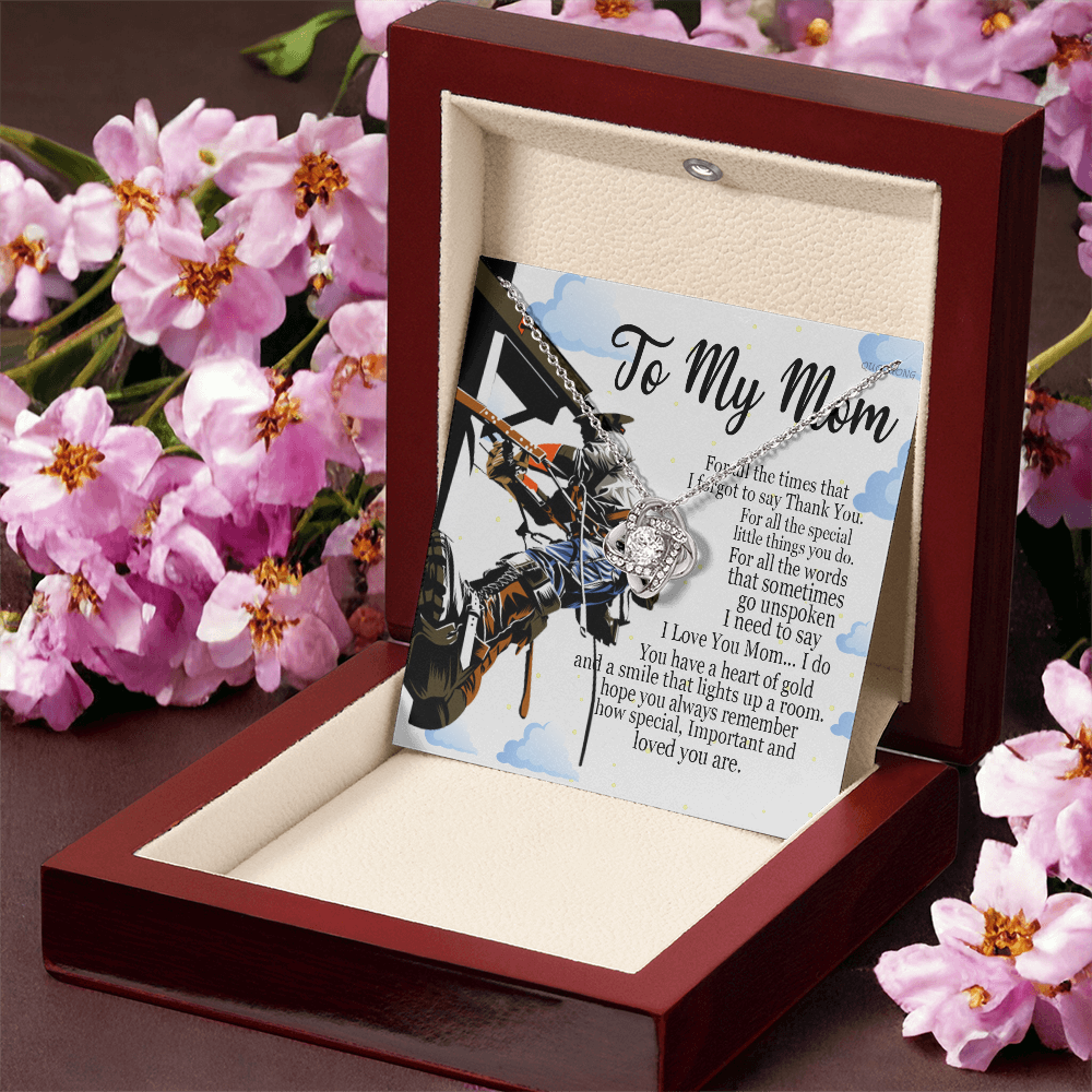 Lineman's Mom, To My Mom Love Knot Necklace Mother Jewelry Gift On Mothers Day