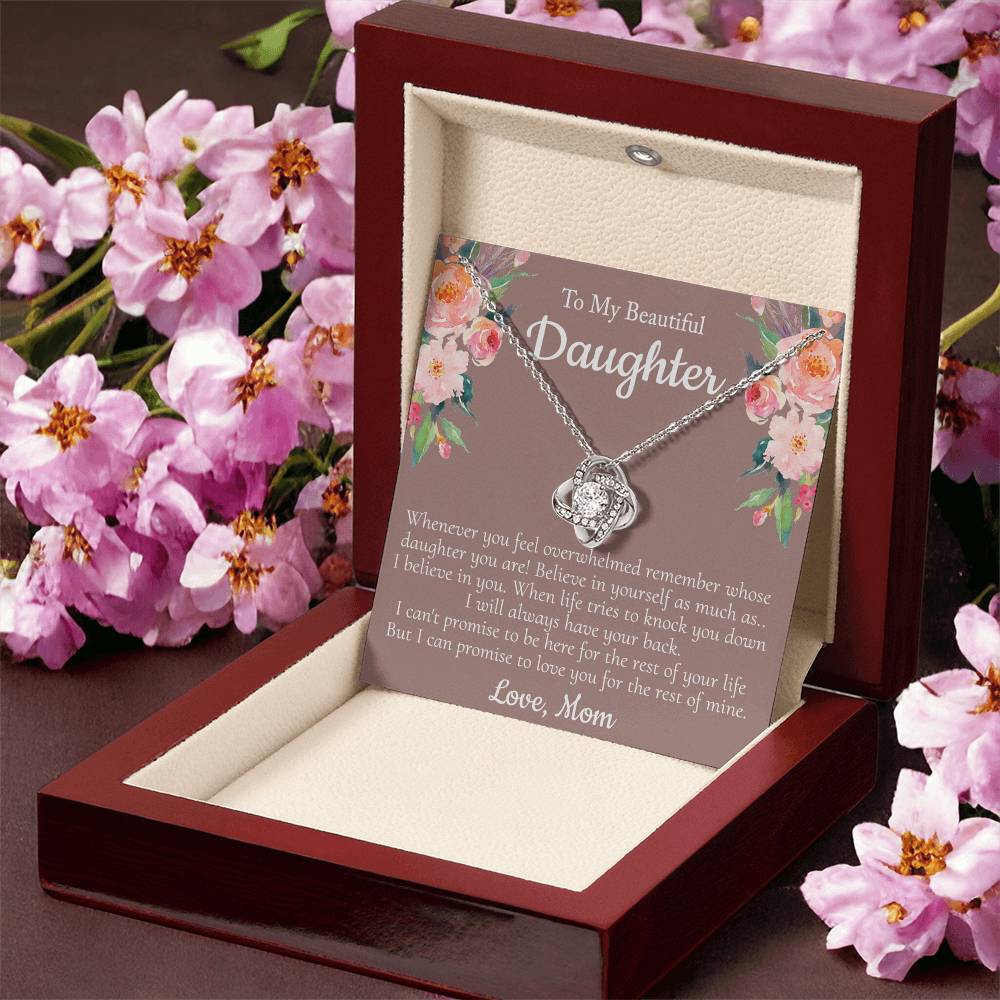 To My Beautiful Daughter Necklace From Mom With Thoughtful Card Box Gift, Necklace for Daughter from Mom Gifts Jewelry for Girls, Her Little Girl Necklace,  Mother To Daughter Gift Necklace