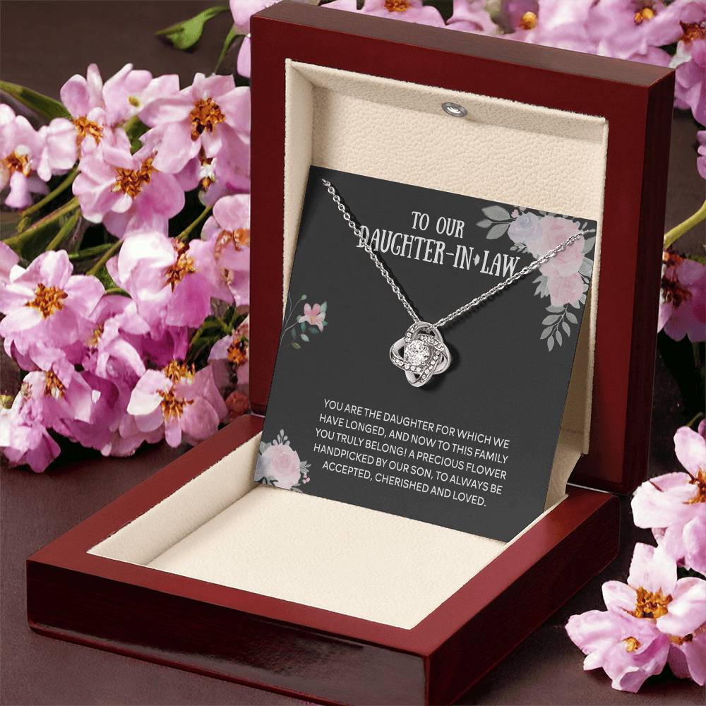 Personalized Gift Necklace From Mother In Law - Daughter Love Knot, To Our Daughter-In-Law Gift Necklace From Mother-in-Law, Daughter-in-Law Pendant Gift On Birthday Gift, Graduation Gift