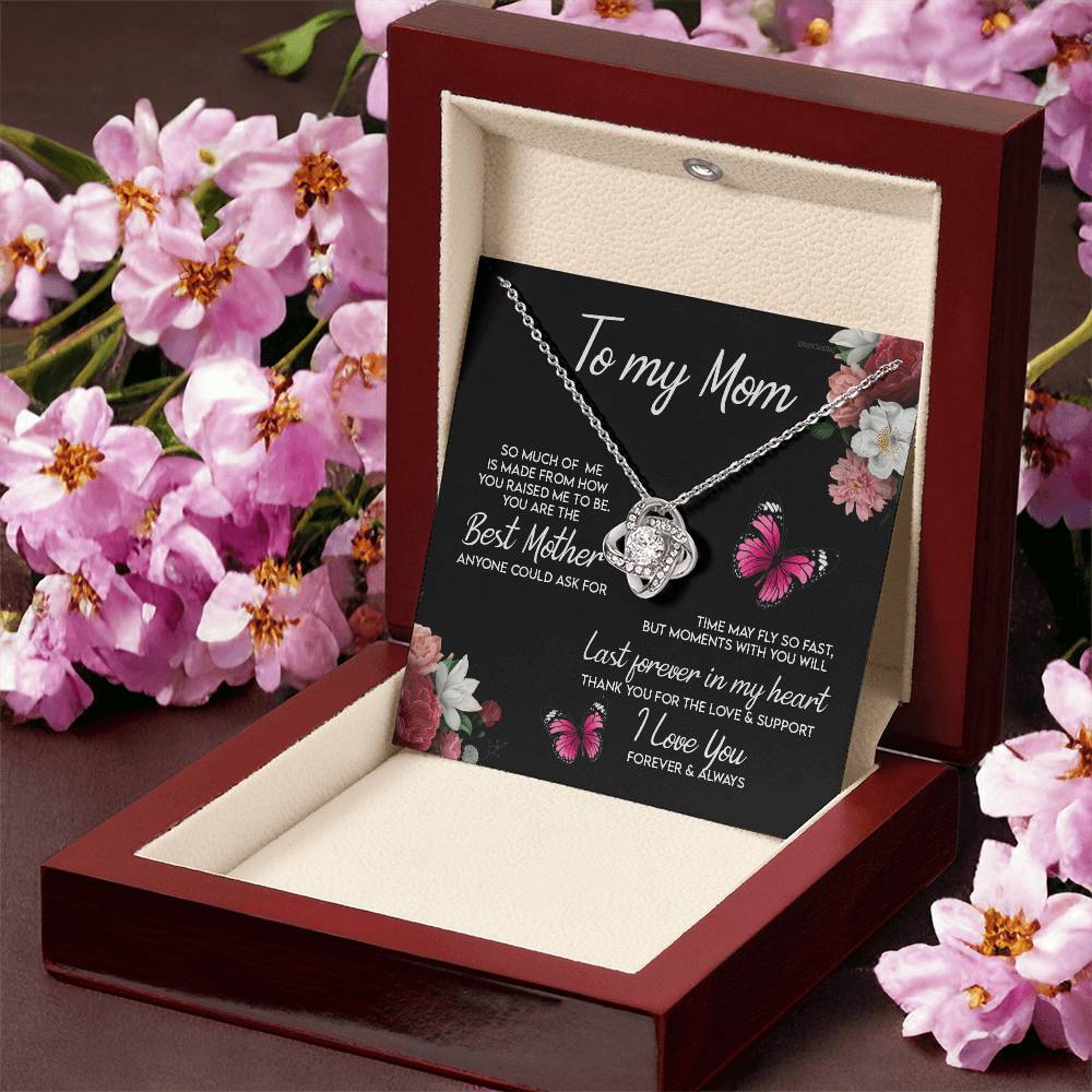 Mom Gift Necklace, To My Mom Necklace From Daughter, Love Knot Necklace Gift For Mom, Happy Mother's Day Necklace Gift Forever And Always Pendant Gift For Mom, Jewelry Gift For Women, Mom Butterfly