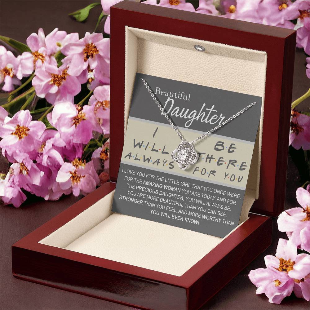 Daughter Gift Necklace Message Card Jewelry - Getting Card For Daughter, Custom Card For Little Girl, To My Beautiful Daughter Love Knot Necklace Gift From Mom - Mother And Daughter Gift Jewelry