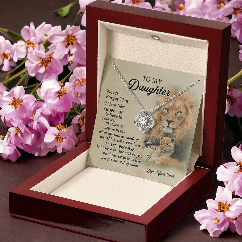 To My Daughter Gift Necklace from Dad Old Lion Your Back Believe Rest of Mine Personalized Gift Necklace Chain Gift on Birthday Graduation Gift Jewelry Gift For Girls, Little Girl Necklace