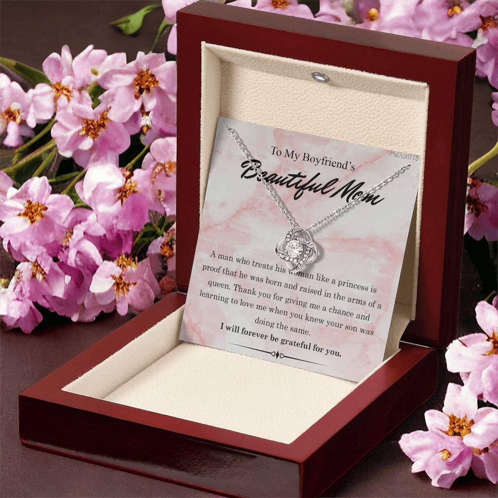 To My Boyfriends Beautiful Mom Necklace From Girlfriend, Gift Necklace For Boyfriend's Mom Jewelry For Mom On Mothers Day For Boyfriend Mom, Boyfriend's Mom Christmas Necklace Gift for Bf Mom