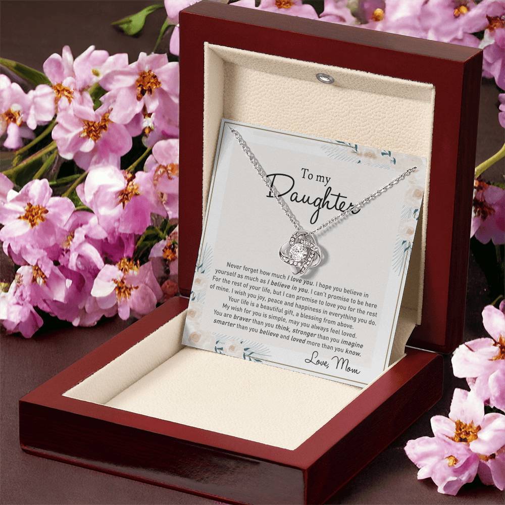 To my Beautiful Daughter Necklace With Thoughtful Card Box Gifts for Daughter from Mom Mother Daughter Gifts Jewelry for Girls Little Girl, Daughter Present On Birthday Graduation Gift Christmas