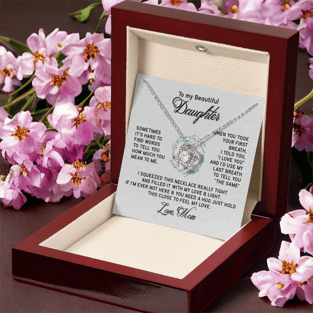 To My Beautiful Daughter Gift Necklace From Mom Forever Love Daughter Birthday Grown Up I Squeezed This Necklace Really Tight Necklace For Daughter, Mother And Daughter Gift Jewelry For Girls Women