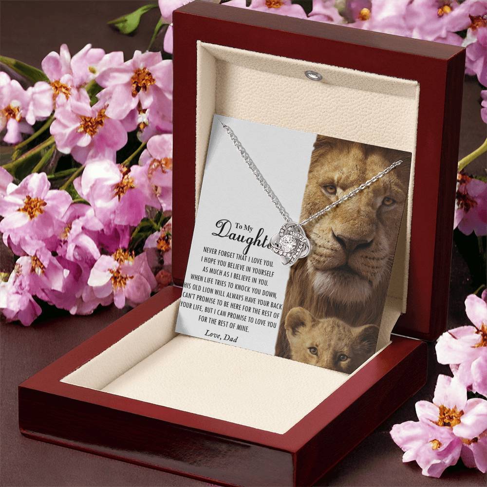 Love Knot Gifts to My Daughter This Old Lion Will Always Have Your Back Necklace For To My Daughter Necklace From Dad - Father And Daughter Gifts Jewelry Gift For Girls, Little Girl Necklace