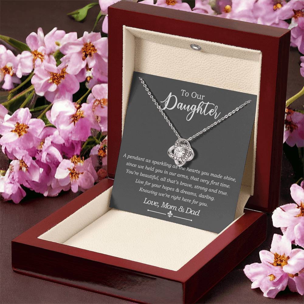 Daughter Gift Necklace, To My Daughter Gift Necklace From Mom And Dad , Step Daughter Necklace, Stepdaughter Gifts from Stepmom Stepdad Gifts from Stepdad Includes Message Card and Gift Box