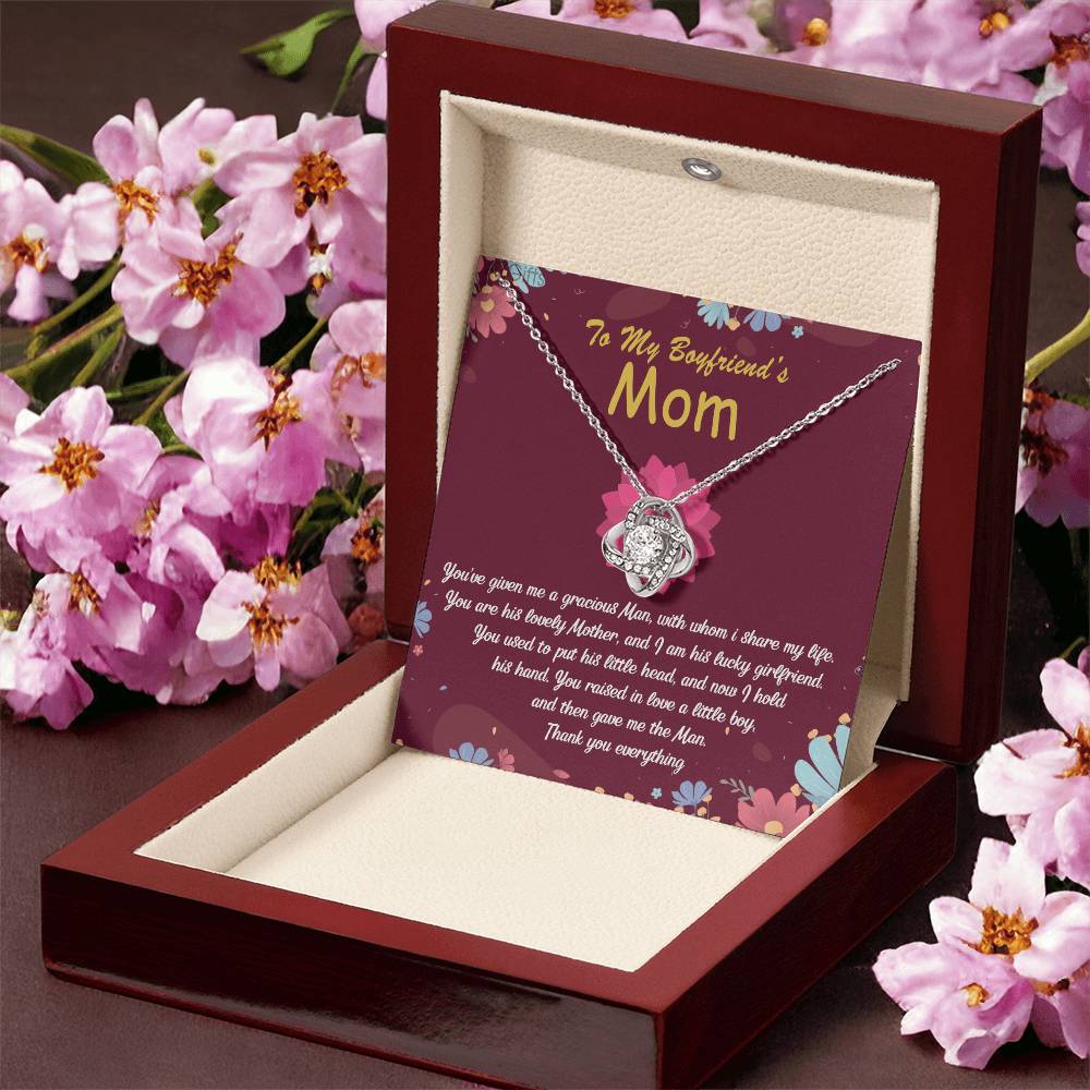 To My Boyfriends Mom Necklace From Girlfriend, Boyfriend's Mom Gift Necklace, Boyfriend Mom Gifts Jewelry For Boyfriend's Mom, Love Knot Necklace Gift For Boyfriends Mom On Mothers Day, Christmas