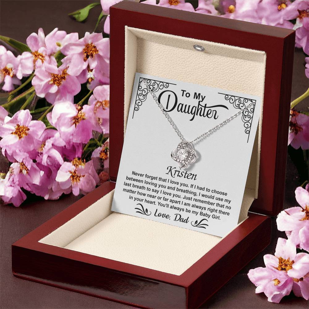 To My Daughter Love Knot Necklace with Luxury Box Gift From Dad, To My Daughter Lion Dad And Daughter - Father Daughter Gifts Ideas Love, Pendant Necklaces On Birthday, Christmas