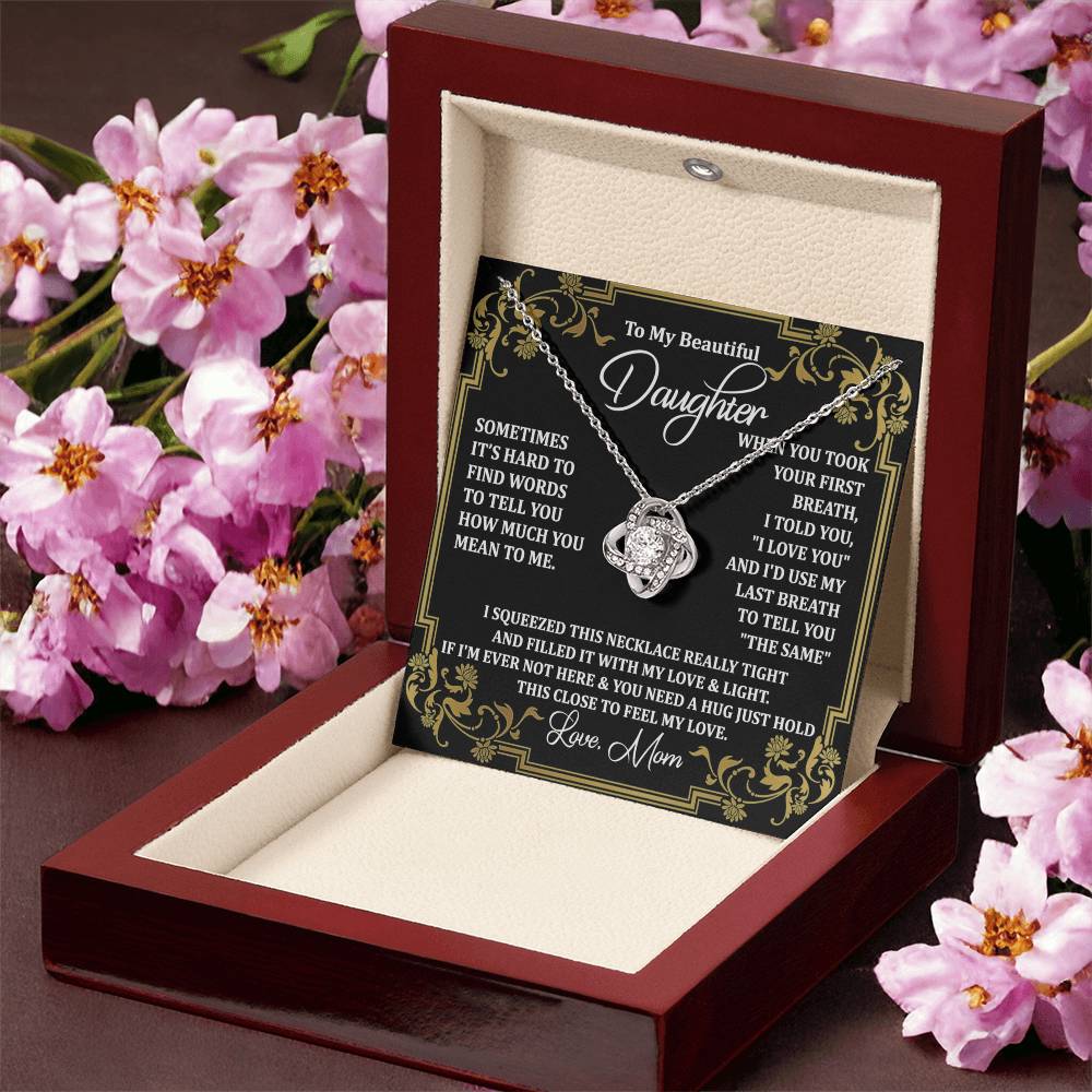 Personalized Gift Necklace For Daughter, Message Card Jewelry, Handmade Necklace  For Daughter Message Card & Box, To My Beautiful Daughter Necklace From Mom Gift Pendant Mother And Daughter Gift