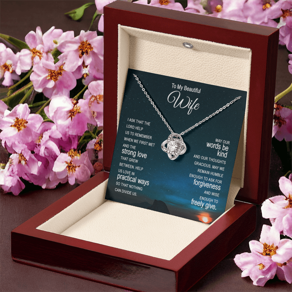 Beautiful Wife Gift Necklace, To My Wife Necklace From Husband, Wife Love Knot Necklace From Husband, Jewelry Gift For Women Badass Wife Gift Necklace, Soulmate Gift Necklace, Strong Love Pendant