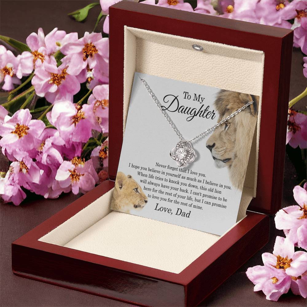 Father To Daughter Lion Gifts Necklace From Dad, To My Daughter Necklace From Daddy On Graduation, Birthday, Valentines, Christmas For Badass Beautiful Girls Jewelry Gift For Girls, Little Girl