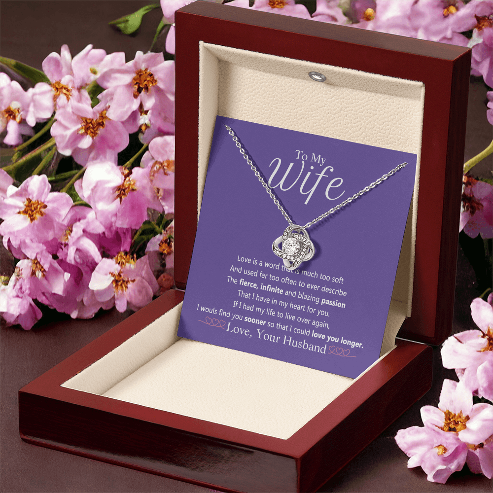 Wife Gift Necklace From Husband, To My Wife Necklace, Wife Love Knot Necklace From Husband, Jewelry Gift For Women Badass Wife Gift Necklace Soulmate Necklace Gift From Men Love You Longer Necklace
