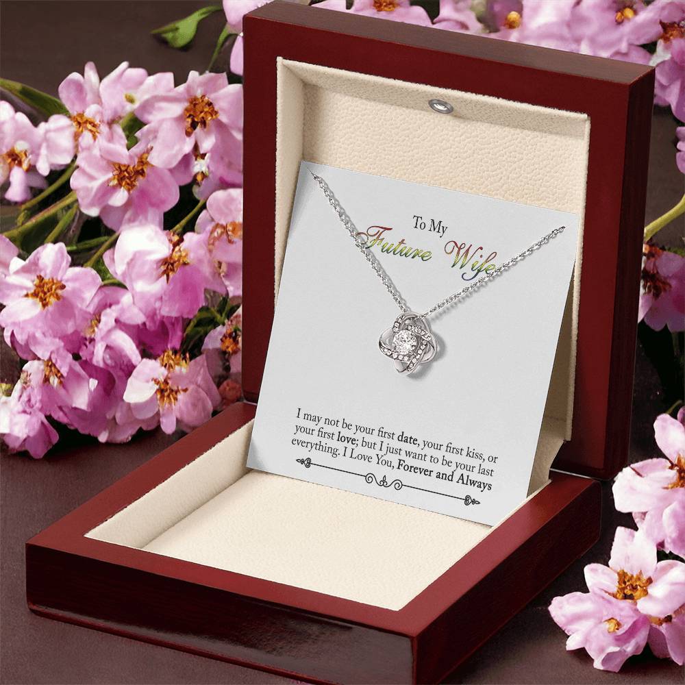 To My Future Wife Necklace Love Knot Necklace For Wife, Girlfriend With Box And Message Card, Soulmate Gifts, Necklace For Her From Boyfriend, Jewelry Gift For Bride Fiance, One Year Anniversary