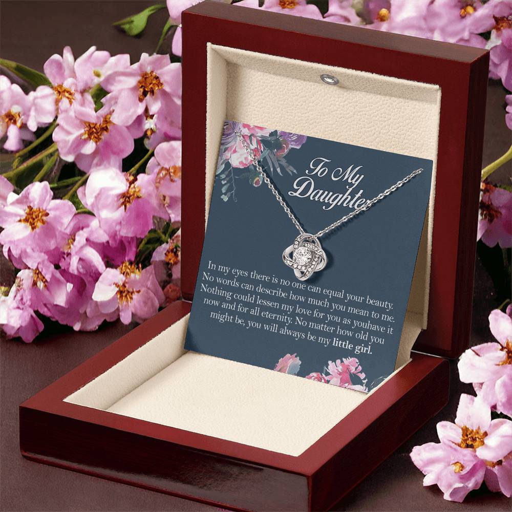 To My Daughter Love Knot Necklace From Mom, Mother And Daughter Pendant Gifts Necklace, To Daughter Pendant Gift From Mom, Little Girl Necklace Gift From Mother, Daughter Mom Jewelry Gift For Girls