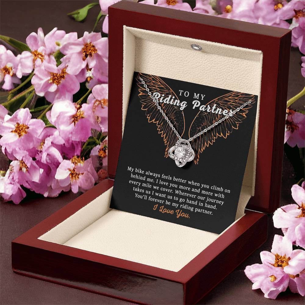 To My Riding Partner Necklace From Husband, Boyfriend, Love Knot Necklace Gift For Riding Partner, Cubic Zirconia Necklace Gift, Bikers Gift Necklace for Her Romantic, Girlfriend Gift Necklace 177433188713