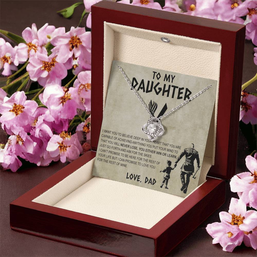 Father To Daughter Gifts Necklace From Dad, Father Daughter Viking Necklace, To My Daughter Necklace From Daddy On Graduation Gift, Birthday, Anniversary, Christmas For Badass Beautiful Girls
