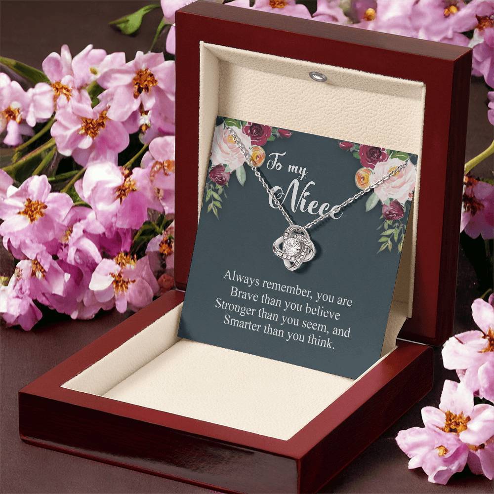To My Niece Pendant Gift Necklace From Aunt, Niece Confirmation, Niece Birthday With Message Card and Gift Box Niece Necklace Gift from Aunt or Uncle You Are Braver, Smarter, Stronger Jewelry