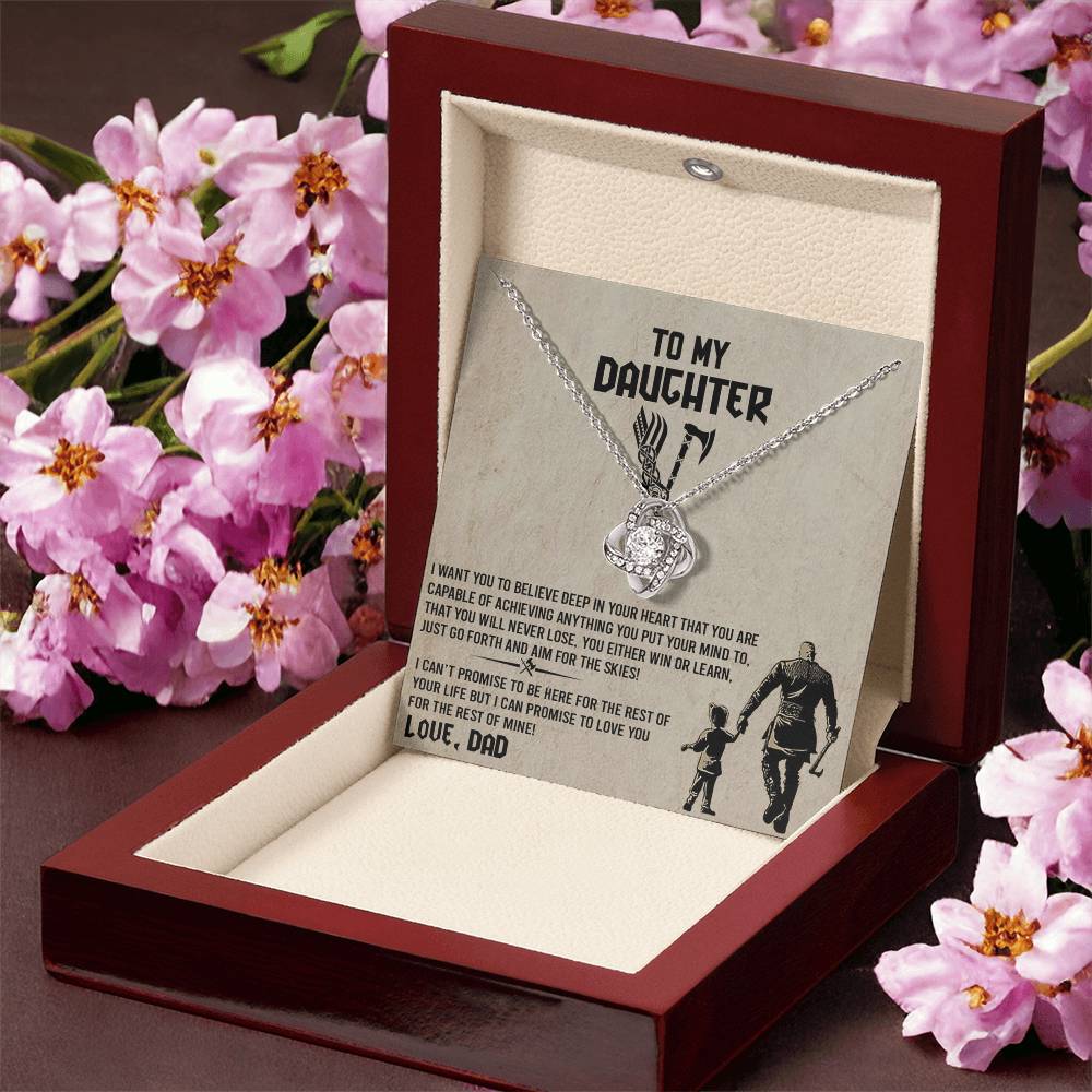 To My Daughter  Necklace from Viking Dad, Baby Girl Necklace Support Breath Be There Love Knot Chain, Personalized Gift Chain Necklace Jewelry for Women Gift On Birthday, Christmas Graduation Gift