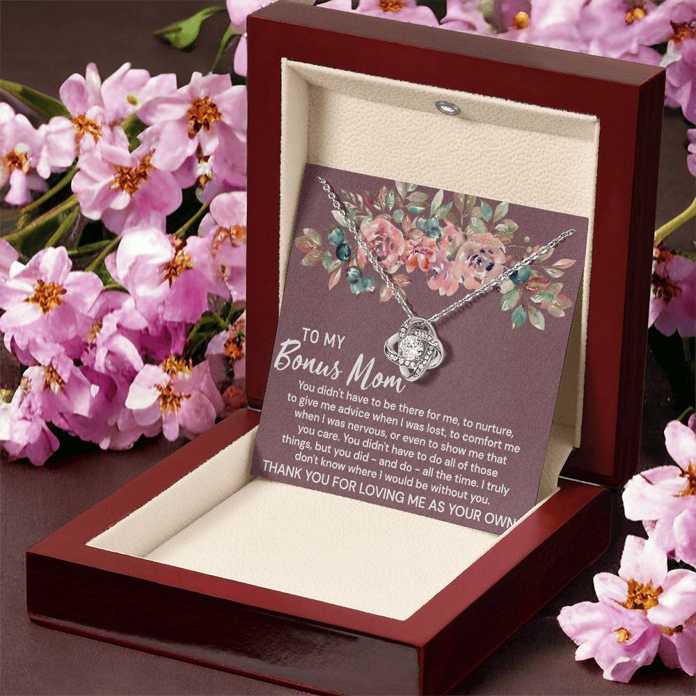 To My Bonus Mom Necklace From Bonus Daughter, Bonus Mom Gift Necklace, Bonus Mother Jewelry For Women, Thank You For Loving Me As Your Own Necklace Gift For Mom On Mothers Day, Anniversary, Birthday