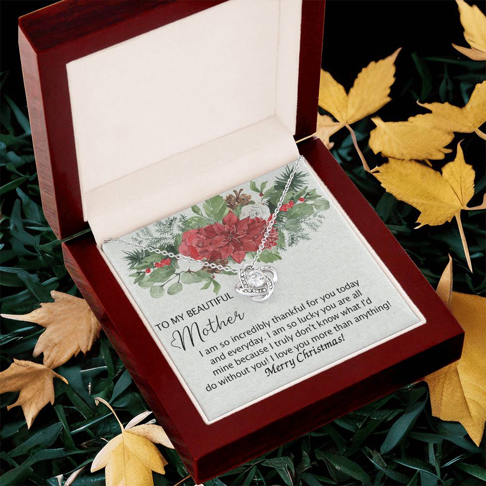 Beautiful Mother Gift Necklace - To My Beautiful Mother Love Knot Necklace From Daughter, Merry Christmas Necklace Gift For Mother Necklace Gift On Christmas To Mom, Birthday Gift For Beautiful Mom