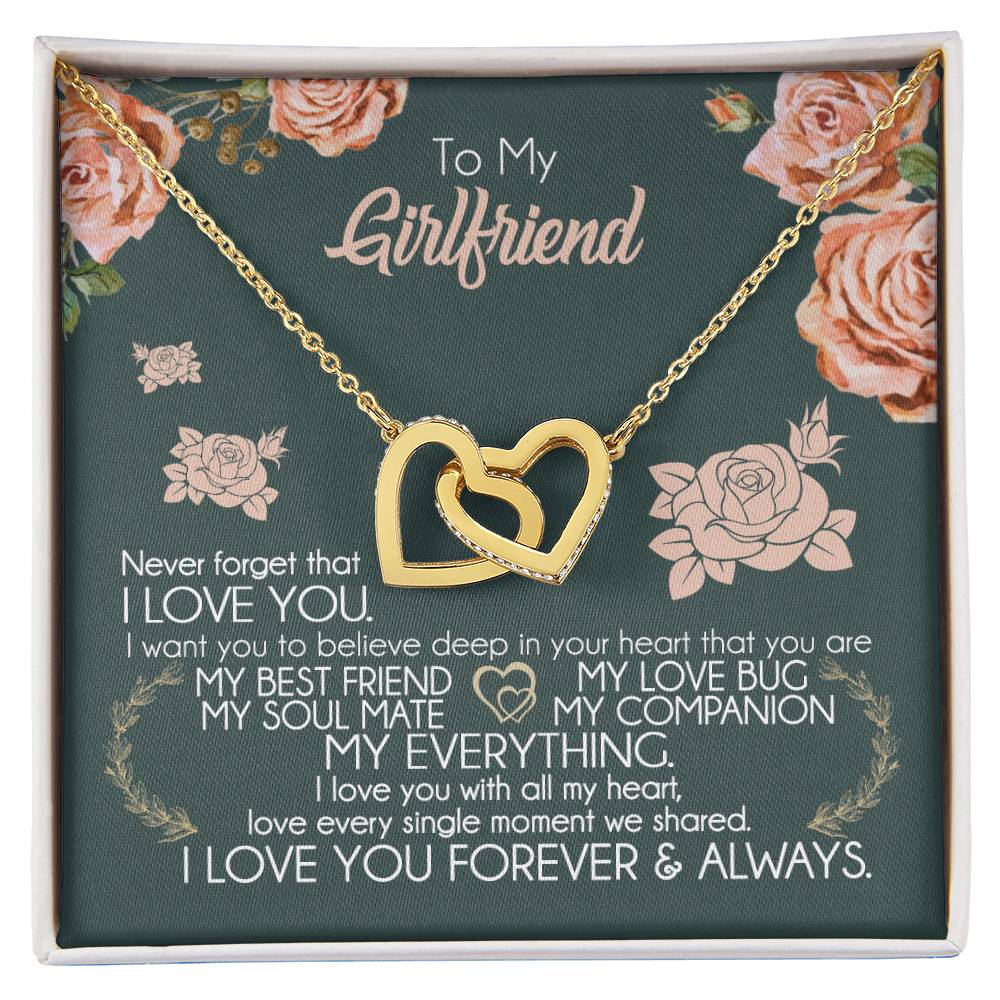 To My Girlfriend Necklace Valentine Gift From Boyfriend Giffs for Girlfriend Interlocking Hearts Necklace