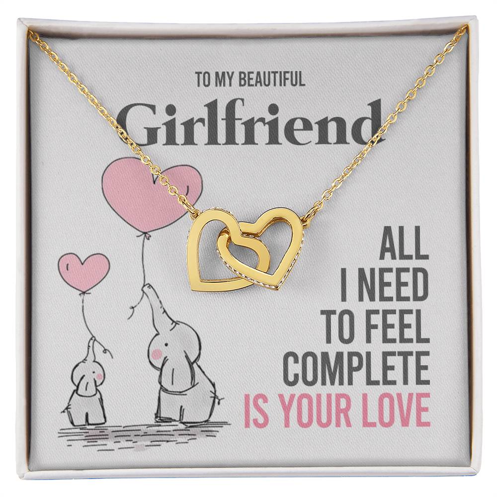 To My Girlfriend Gift Necklace Romantic Girlfriend Birthday Gifts for Girlfriend Interlocking Hearts Necklace
