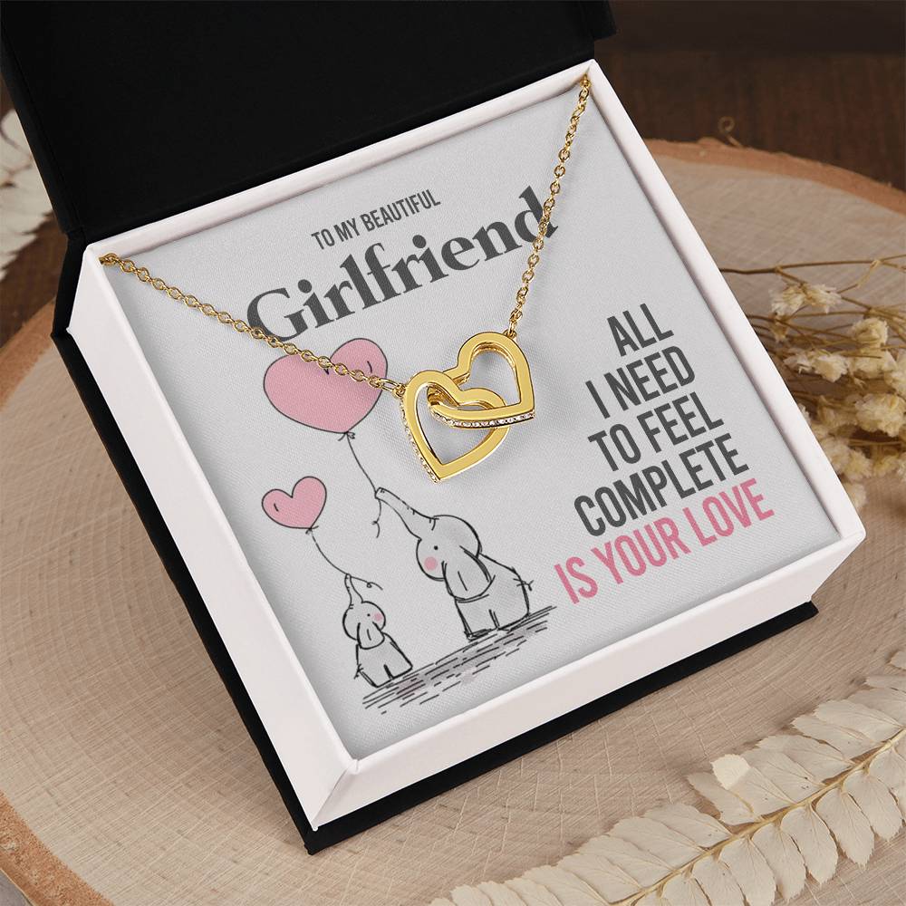 To My Girlfriend Gift Necklace Romantic Girlfriend Birthday Gifts for Girlfriend Interlocking Hearts Necklace