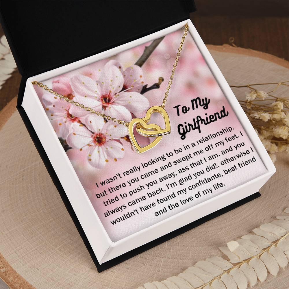 To My Girlfriend Gift From Boyfriend with giftbox Necklace for Girlfriend Interlocking Hearts Necklace