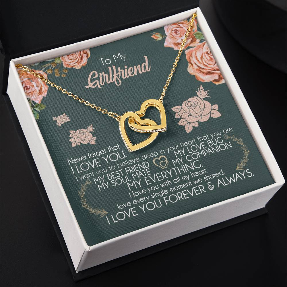To My Girlfriend Necklace Valentine Gift From Boyfriend Giffs for Girlfriend Interlocking Hearts Necklace
