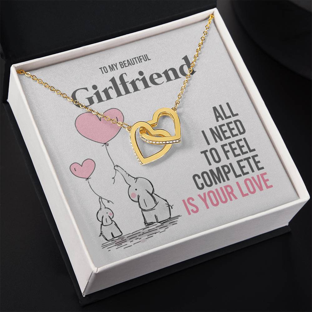 To My Girlfriend Gift Necklace Romantic Girlfriend Birthday Gifts for Girlfriend Interlocking Hearts Necklace