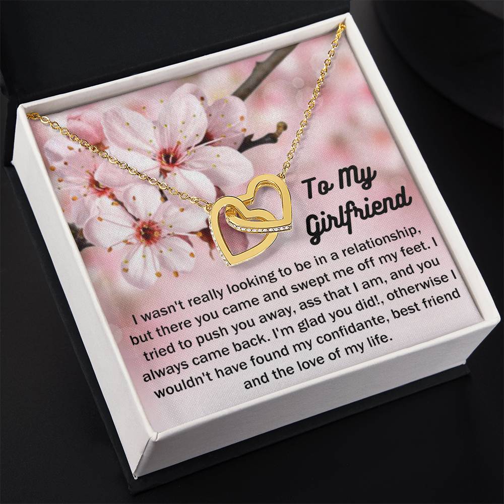 To My Girlfriend Gift From Boyfriend with giftbox Necklace for Girlfriend Interlocking Hearts Necklace