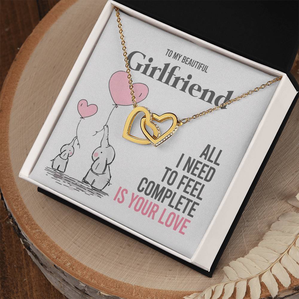To My Girlfriend Gift Necklace Romantic Girlfriend Birthday Gifts for Girlfriend Interlocking Hearts Necklace