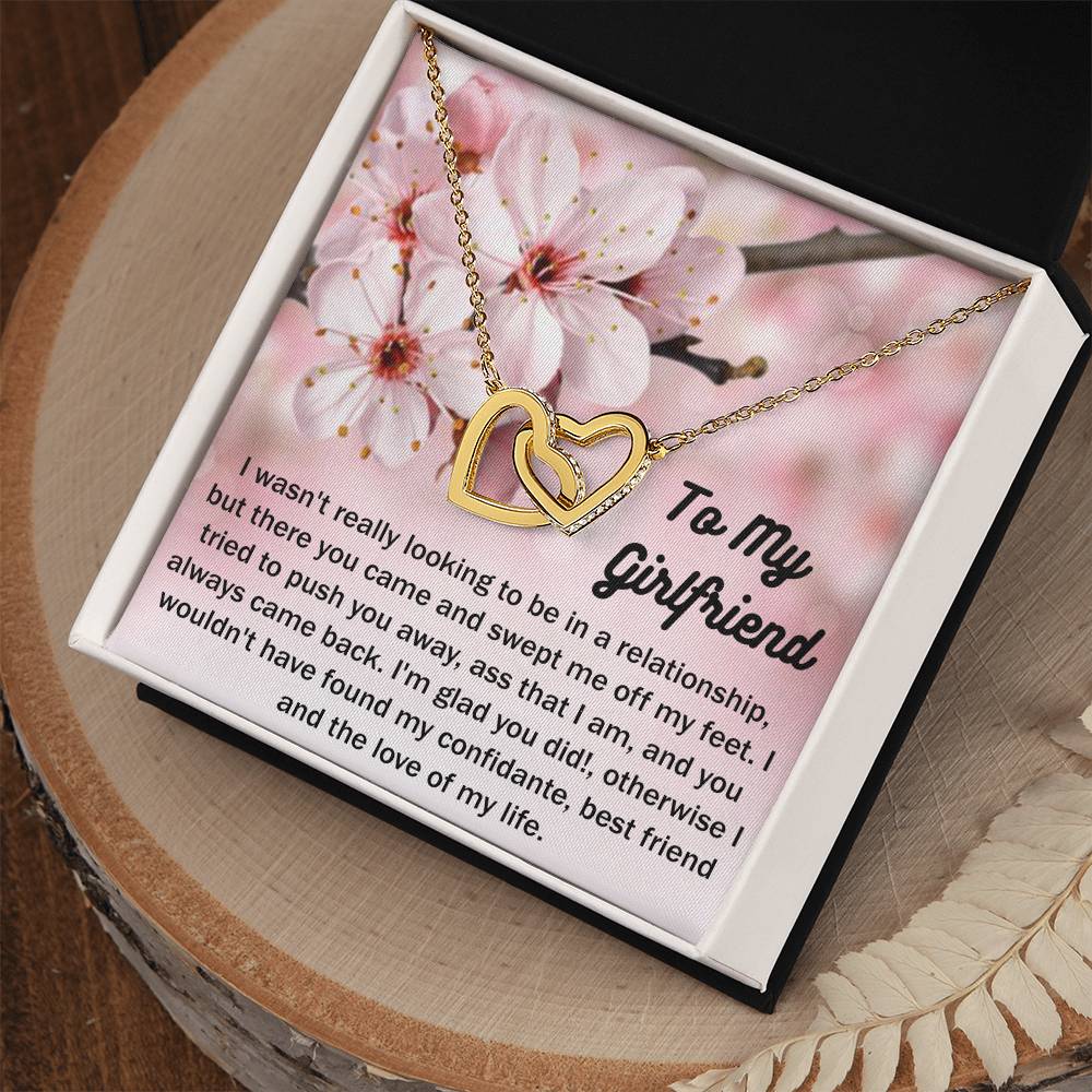 To My Girlfriend Gift From Boyfriend with giftbox Necklace for Girlfriend Interlocking Hearts Necklace