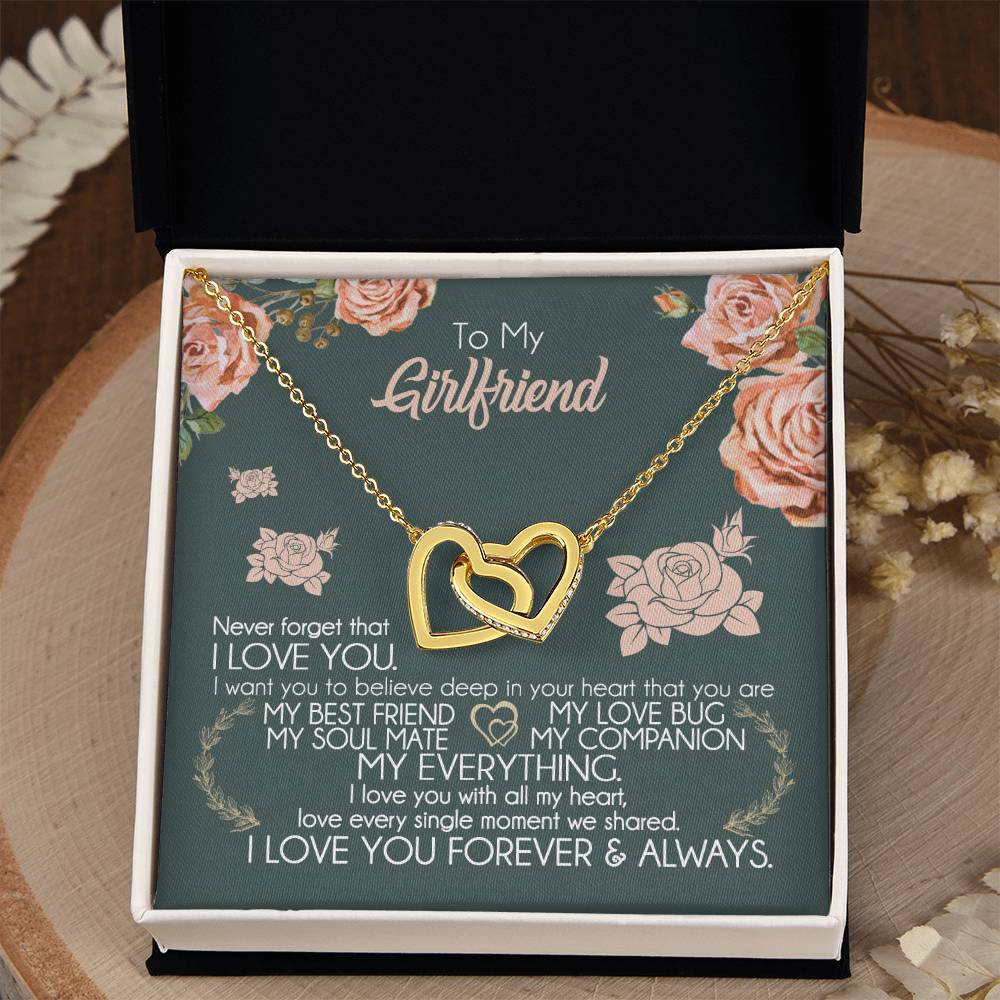 To My Girlfriend Necklace Valentine Gift From Boyfriend Giffs for Girlfriend Interlocking Hearts Necklace