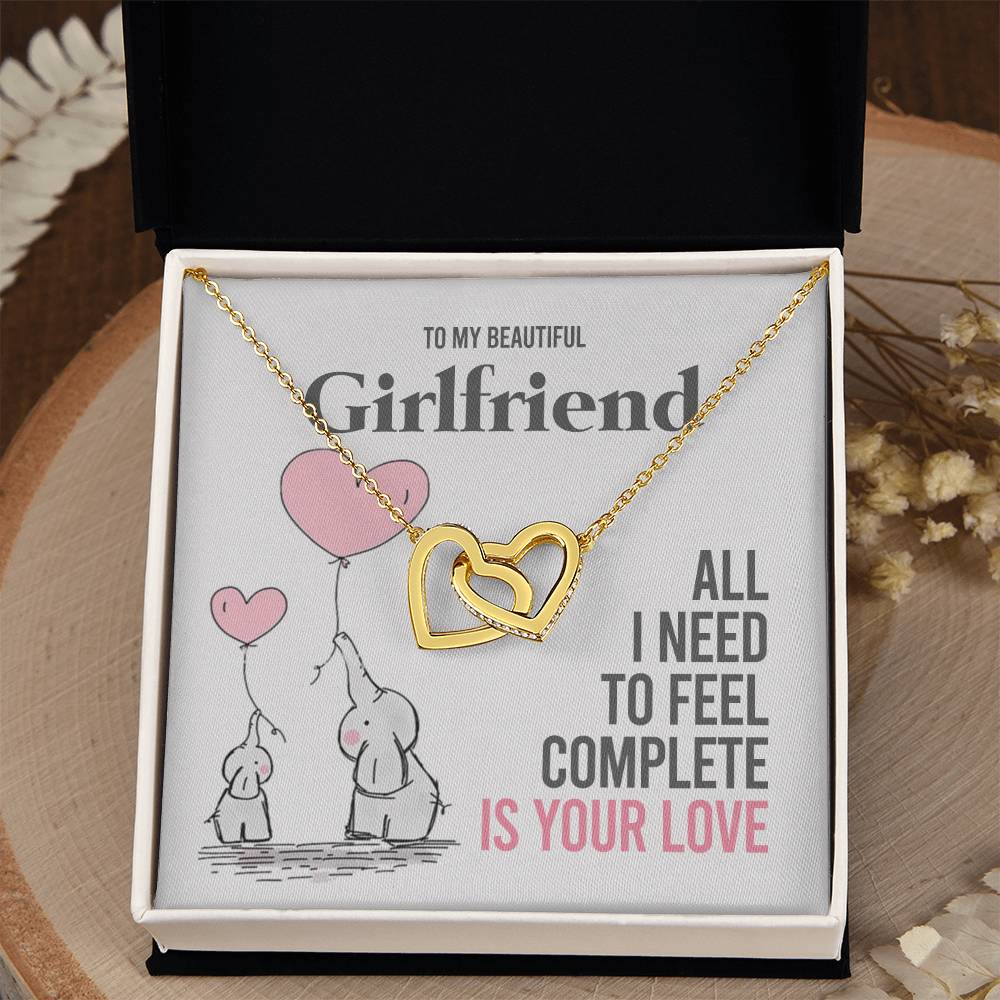 To My Girlfriend Gift Necklace Romantic Girlfriend Birthday Gifts for Girlfriend Interlocking Hearts Necklace