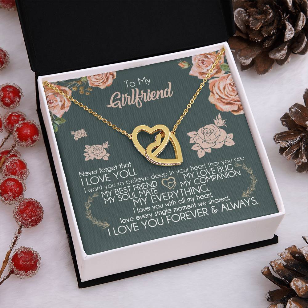 To My Girlfriend Necklace Valentine Gift From Boyfriend Giffs for Girlfriend Interlocking Hearts Necklace