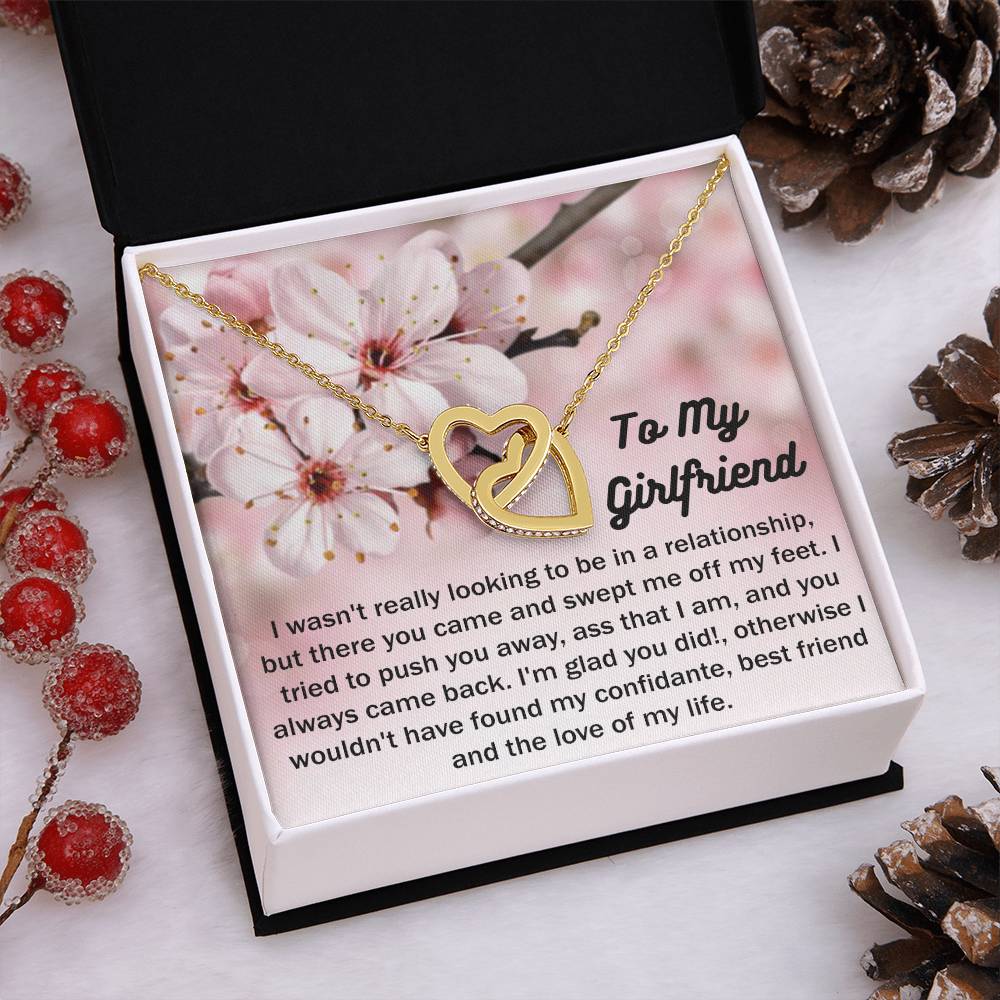 To My Girlfriend Gift From Boyfriend with giftbox Necklace for Girlfriend Interlocking Hearts Necklace
