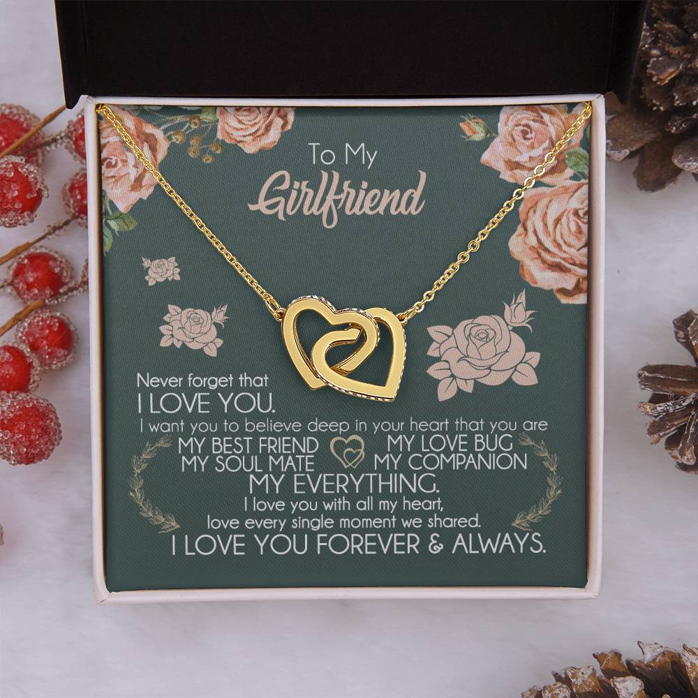 To My Girlfriend Necklace Valentine Gift From Boyfriend Giffs for Girlfriend Interlocking Hearts Necklace