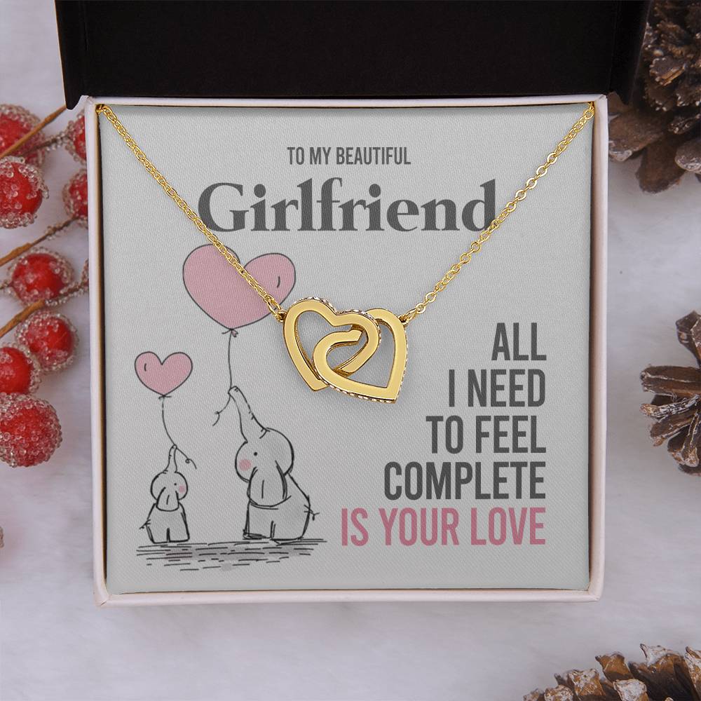 To My Girlfriend Gift Necklace Romantic Girlfriend Birthday Gifts for Girlfriend Interlocking Hearts Necklace