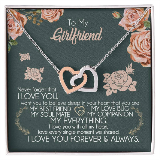 To My Girlfriend Necklace Valentine Gift From Boyfriend Giffs for Girlfriend 175077749622 Interlocking Hearts Necklace