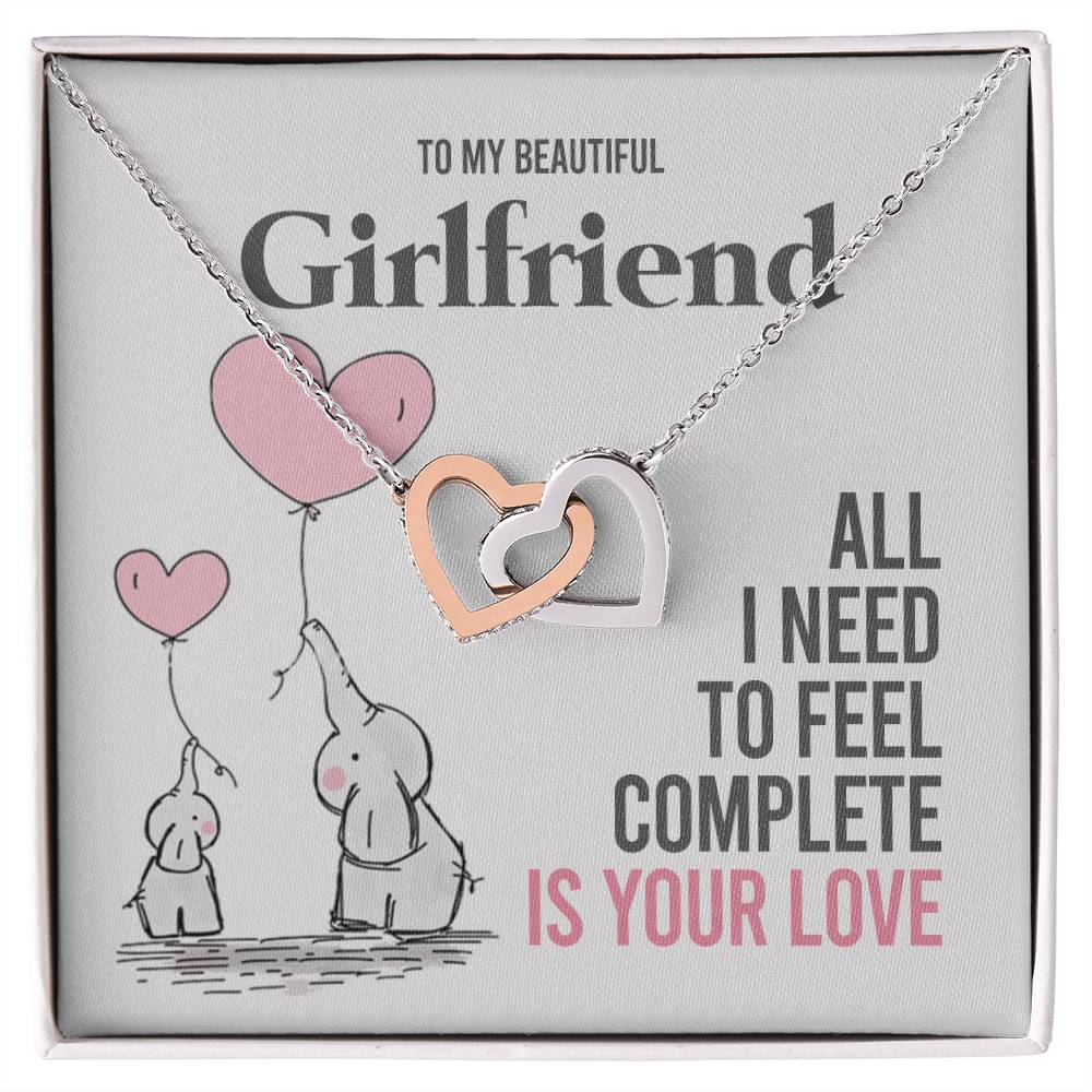 To My Girlfriend Gift Necklace Romantic Girlfriend Birthday Gifts for Girlfriend Interlocking Hearts Necklace